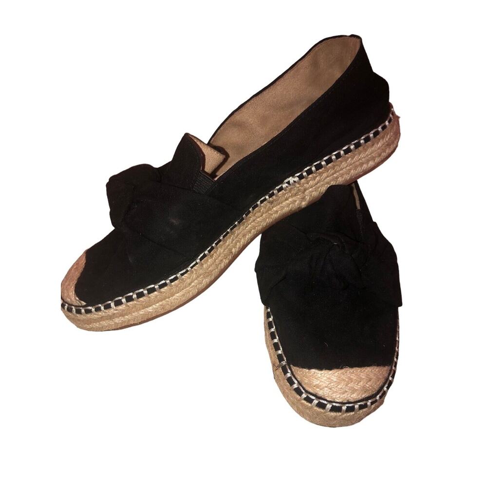 Kaari Blue Women Black Flats 9M - Bow On Toe, Thick‎ Sole, Rope